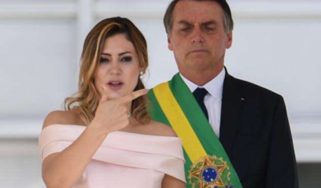 Michelle Bolsonaro, esposa de Jair Bolsonaro, durante la posesión de su esposo como presidente de Brasil