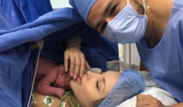 Daniel Calderón en el nacimiento de su segundo hijo, Agustín