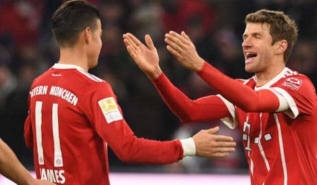 Müller y James Rodríguez jugando en el Bayern Múnich