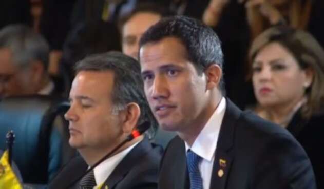 Juan Guaidó interviene en la reunión del Grupo de Lima, en Bogotá
