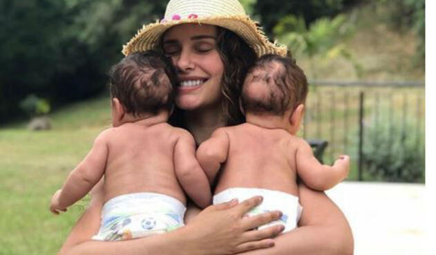 María Clara Rodríguez y sus mellizos.