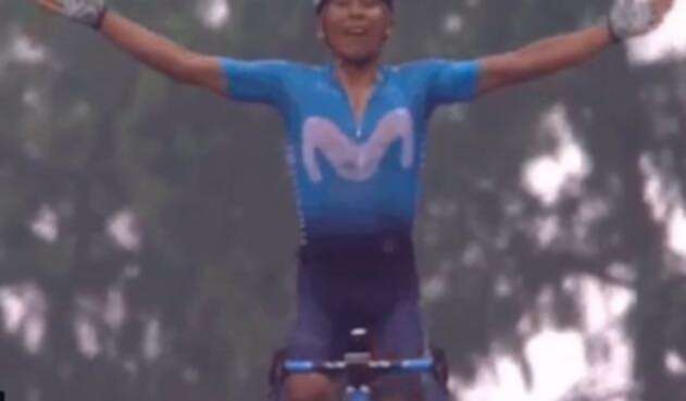 Nairo Quintana celebrando su triunfo de etapa en el Tour Colombia 2.1 Nairo Quintana celebrando su triunfo de etapa en el Tour Colombia 2.1