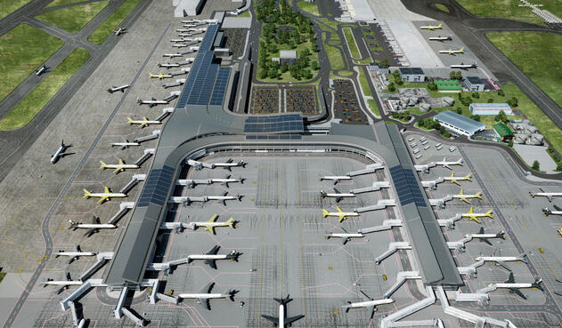 Los páneles solares instalados en el Aeropuerto El Dorado