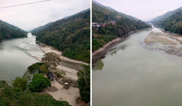 Así se veía el caudal del río Cauca la mañana de este 6 de febrero de 2019 a la altura de Puerto Valdivia, en el departamento de Antioquia, tras el cierre de la segunda compuerta en el proyecto de Hidroituango