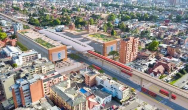 Render metro de Bogotá, a la altura de la calle 45 con Caracas