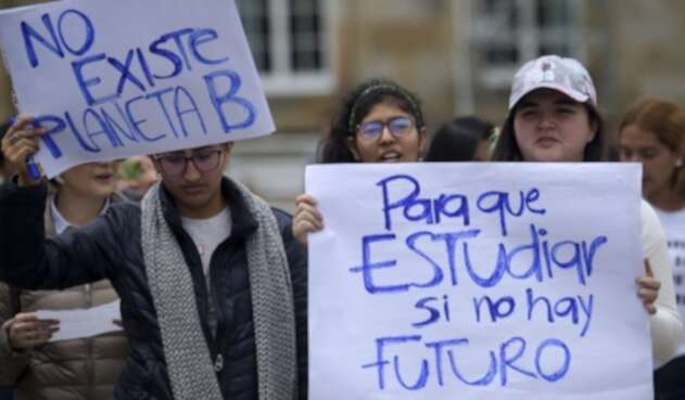 Protestas contra el cambio climático en Bogotá, por parte de jóvenes