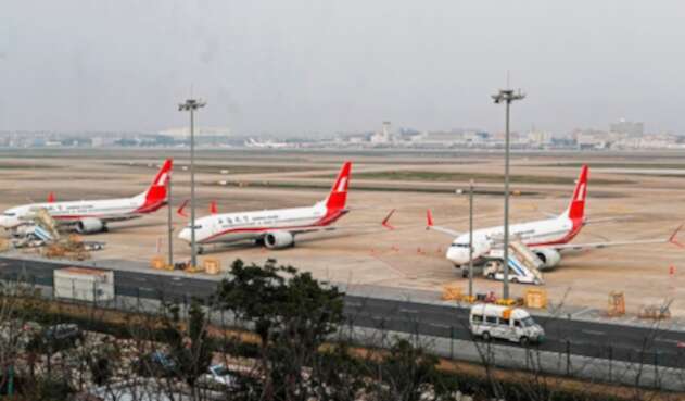Aviones Boeing 737 MAX en el Aeropuerto Internacional de Shanghai, en China