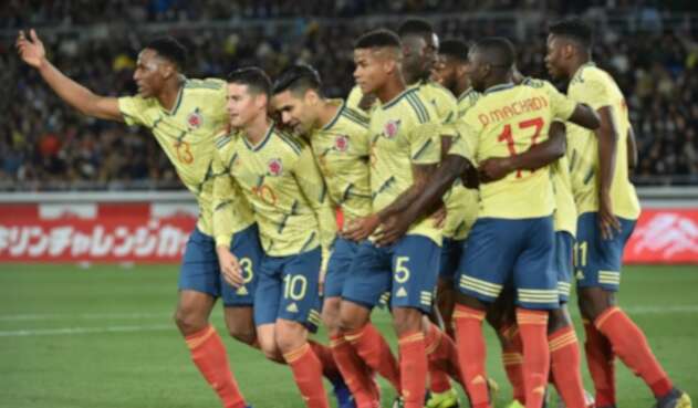 Colombia celebra gol ante Japón Colombia celebra gol ante Japón