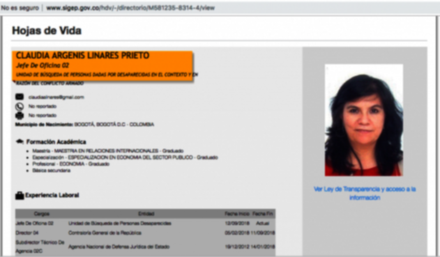 Claudia Linares, hermana de Patricia Linares, y su vinculación a la JEP