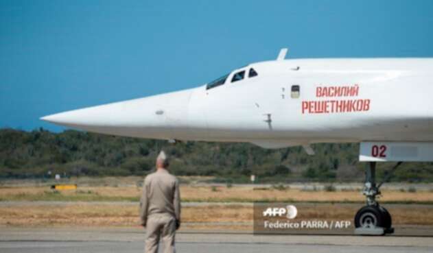 Un avión ruso Tupolev Tu-160 en Caracas, el 10 de diciembre de 2018