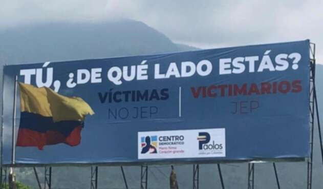 La pieza gráfica tiene los logos del Centro Democrático y de “Los Paolos”