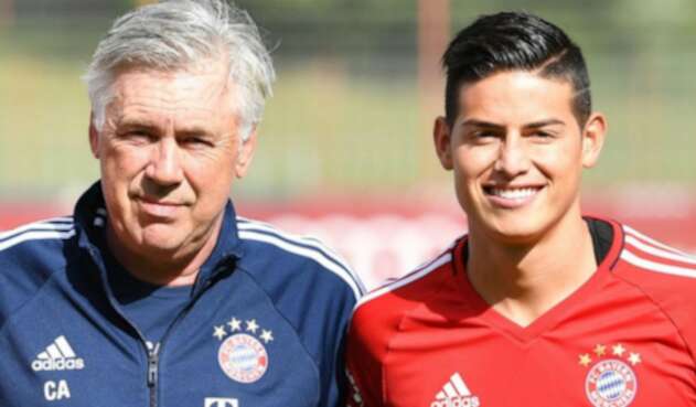 James Rodríguez junto a Carlo Ancelotti