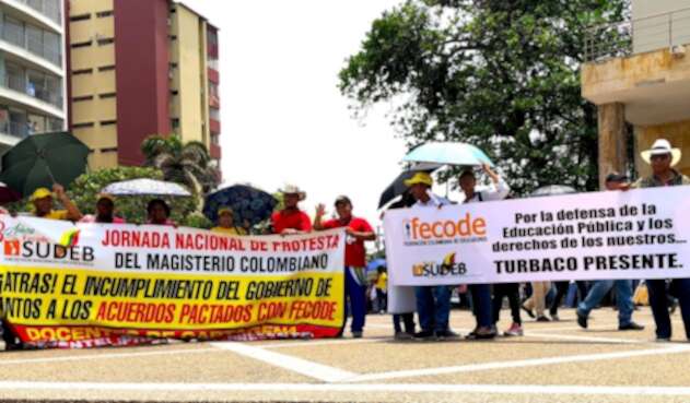 Docentes de Fecode en paro, el 10 de mayo de 2018 en Barranquilla