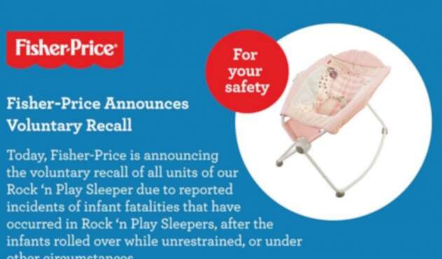 Rock'n Play Sleeper', el juguete de la marca Fisher-Price retirado del mercado