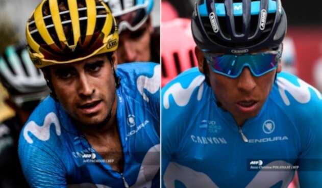 Míkel Landa y Nairo Quintana, corredores del Movistar