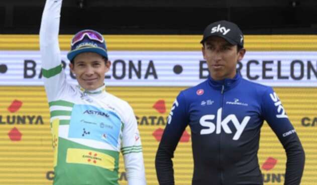 Miguel Ángel López y Egan Bernal. Miguel Ángel López y Egan Bernal.