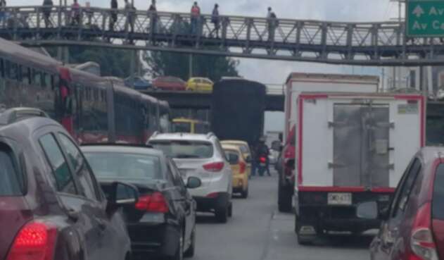 Trancón en Transmilenio