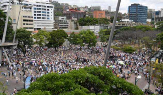 Simpatizantes de Juan Guaidó reunidos en Caracas, el 11 de mayo de 2019