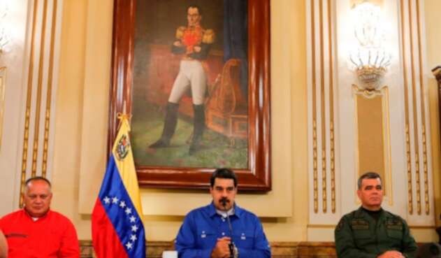 Diosdado Cabello, Nicolás Maduro y Vladimir Padrino en Caracas