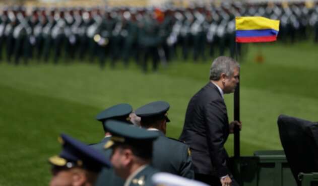 El presidente Iván Duque con la cúpula de las Fuerzas Militares en Bogotá, 17 de dicembre de 2018