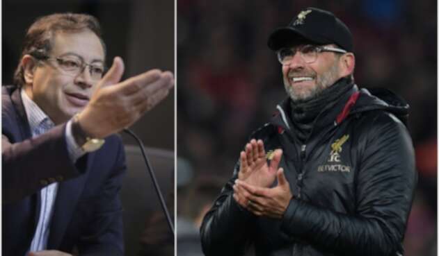 El senador Gustavo Petro y Jürgen Klopp, DT del Liverpool