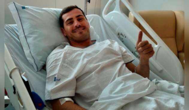 Iker Casillas desde el hospital donde es atentido tras sufrir infarto.