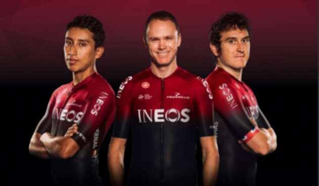 Egan Bernal, Chris Froome y Geraint Thomas - Team INEOS