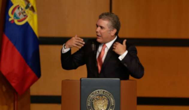 Iván Duque, presidente de la República, ofreciendo un discurso en Bogotá