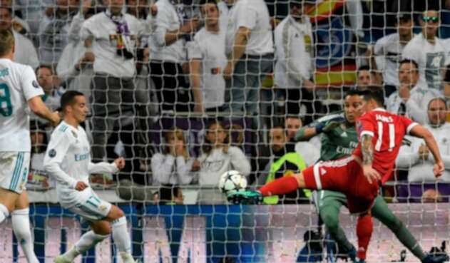 James enfrentando al Real Madrid, con el Bayern Múnich, el primero de mayo de 2018 en España