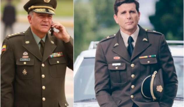 El general retirado Óscar Naranjo y Christian Meier, actor que lo interpreta en la serie 'El general Naranjo'