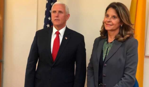 Mike Pence y Marta Lucía Ramírez. Mike Pence y Marta Lucía Ramírez.
