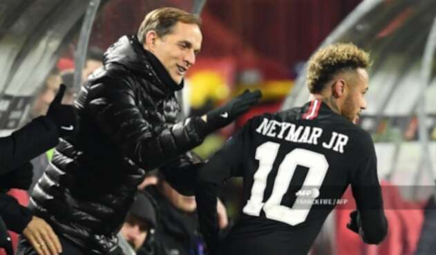 Thomas Tuchel y Neymar JR - PSG