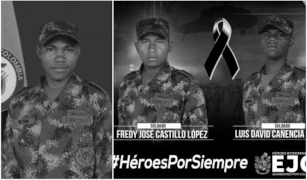 Antonio Beltrán, Fredy José Castillo López y Luis David Canencia, soldados asesinados en Arauca Antonio Beltrán, Fredy José Castillo López y Luis David Canencia, soldados asesinados en Arauca