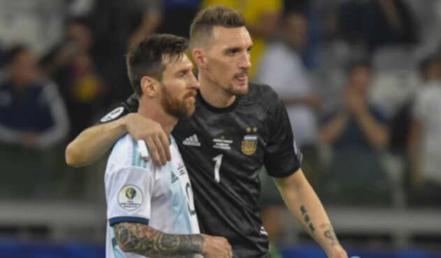 Franco Armani y Lionel Messi - Selección Argentina