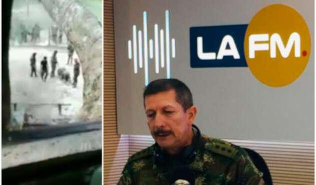 A la izquierda, las imágenes publicadas por el senador Gustavo Petro. A la derecha, el general Nicacio Martínez, comandante del Ejército, en la mesa de trabajo de LA FM