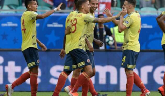 Selección Colombia celebra su gol ante Paraguay Selección Colombia celebra su gol ante Paraguay