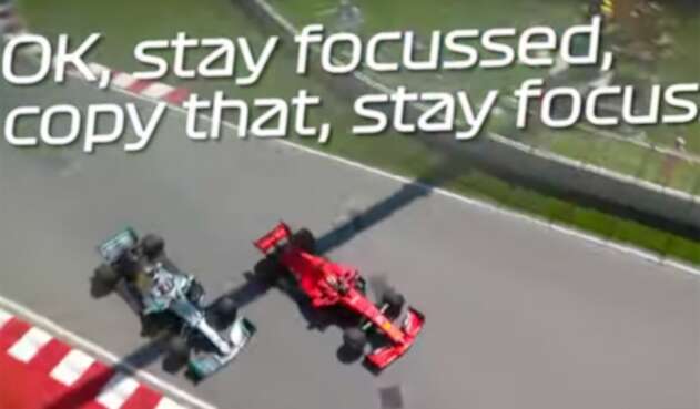 Vettel y Hamilton durante el incidente en el Gran Premio de Canadá