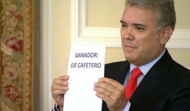 Presidente Iván Duque anunciando al Eje Cefetero como sede de los Juegos Nacionales