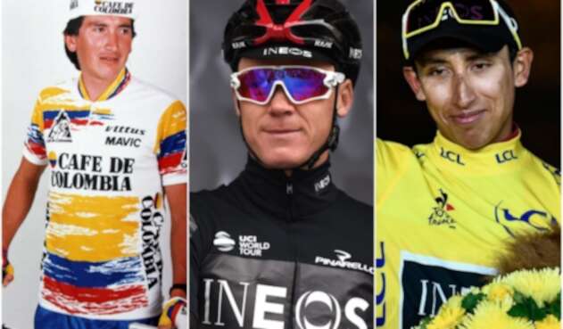 Lucho Herrera, Chris Froome y Egan Bernal, ciclistas