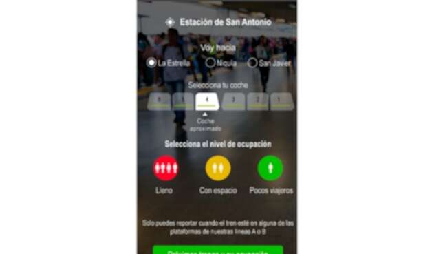 Imagen de la aplicación del Metro de Medellín