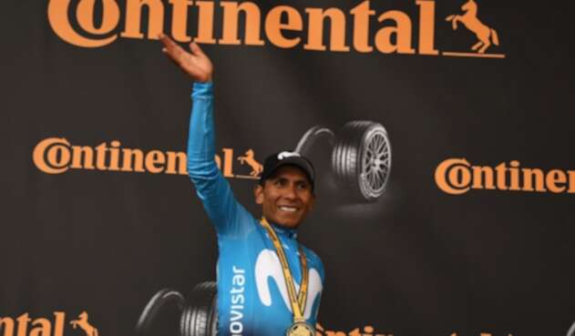 Nairo Quintana, ciclista colombiano al servicio del Movistar Team. Nairo Quintana, ciclista colombiano al servicio del Movistar Team, luego de ganar la etapa 18 del Tour de Francia