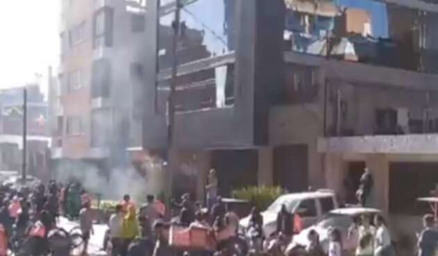 Protesta de tenderos en el norte de Bogotá.
