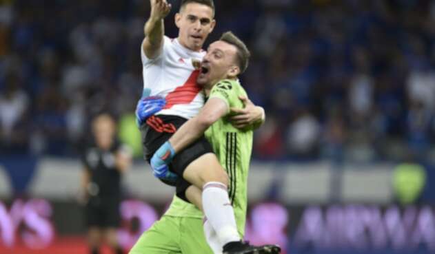 Rafael Santos Borré y Franco Armani Rafael Santos Borré y Franco Armani