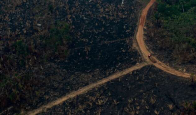 Vista aérea de los incendios en la Amazonía