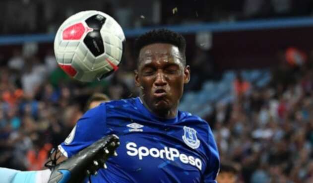 Yerry Mina, en el partido contra Aston Villa Yerry Mina, en el partido contra Aston Villa