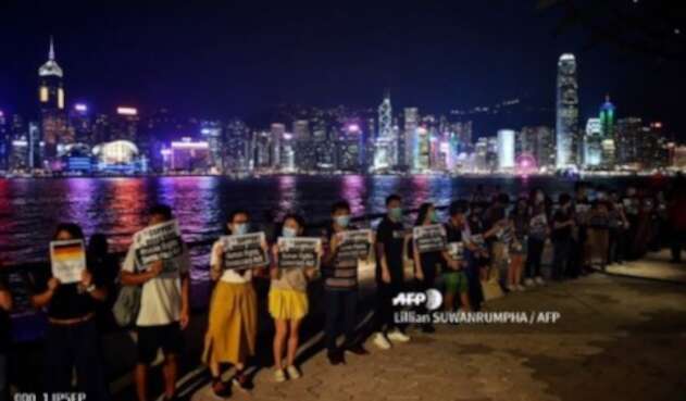 Cadena humana en Hong Kong