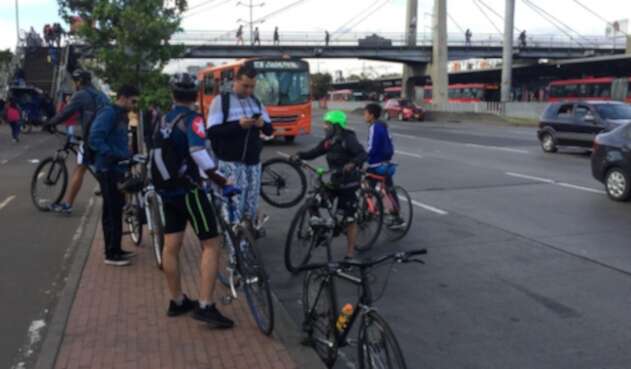 Ciclistas en Bogotá