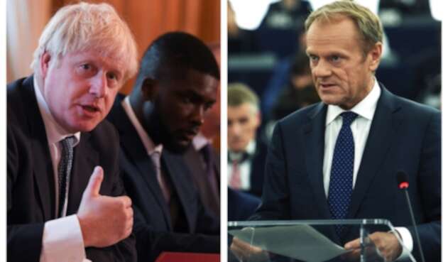 El primer ministro británico, Boris Johnson se enfrentó con el presidente del Consejo europeo, Donald Tusk.