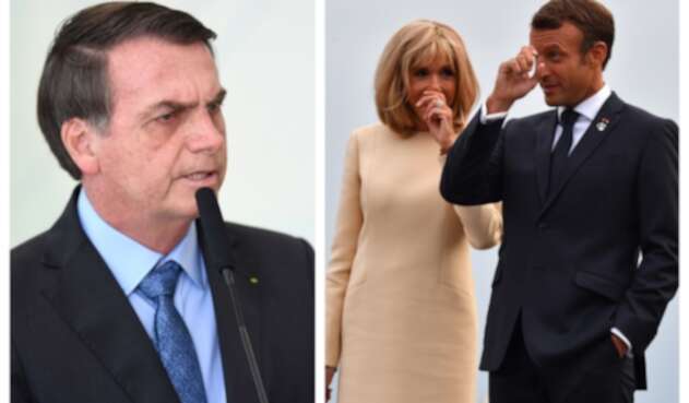 Jair Bolsonaro, Brigitte Macron y el presidente Macron
