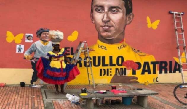 Muro en Zipaquirá en honor a Egan Bernal